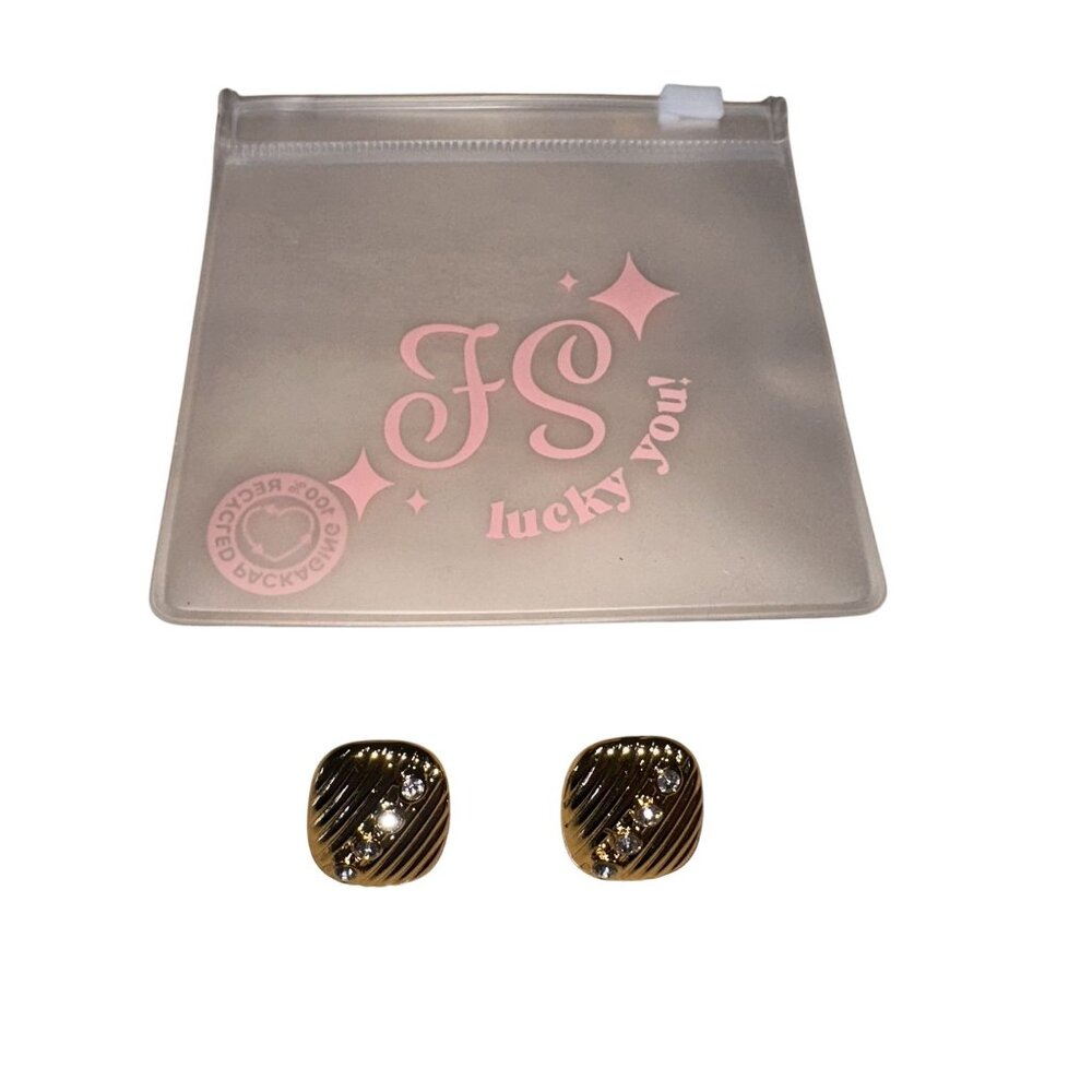 NWOT Frasier Sterling Stella Earrings Gold Plated Cubic Zirconia